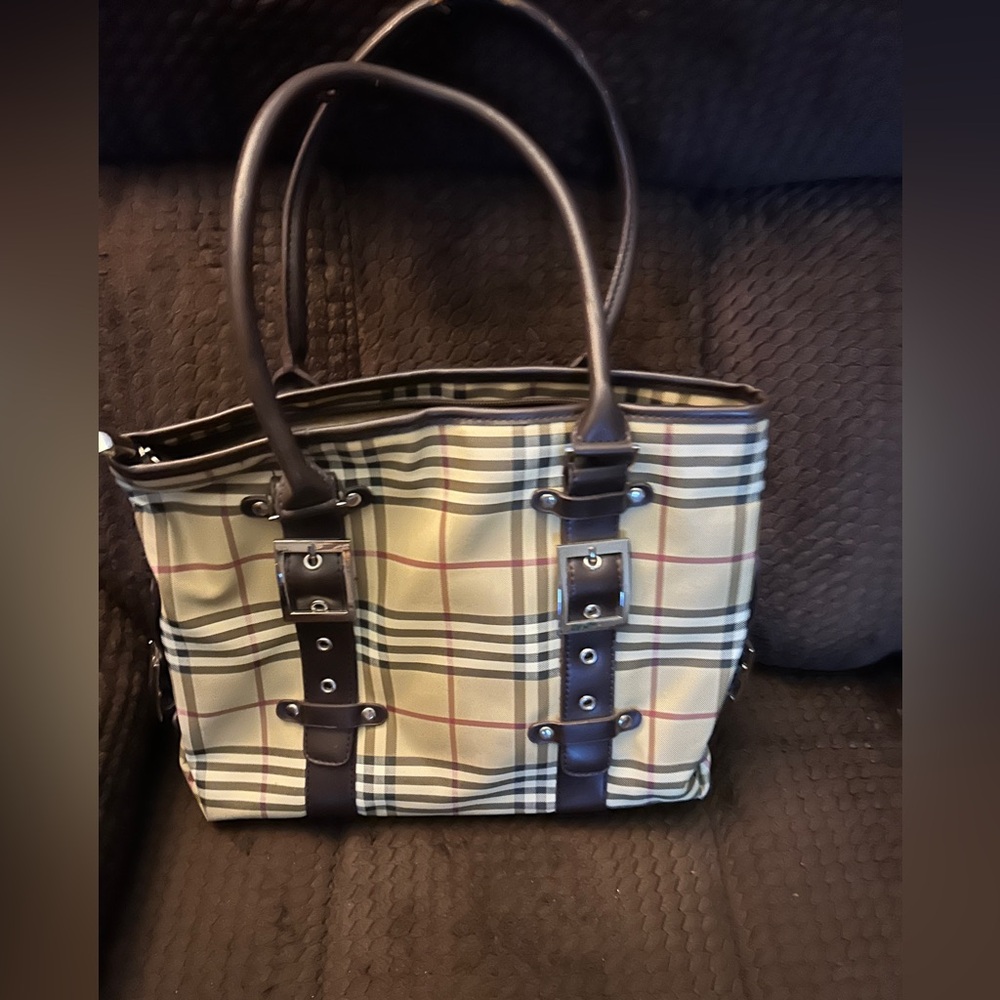 Plaid Tote Bag with Straps